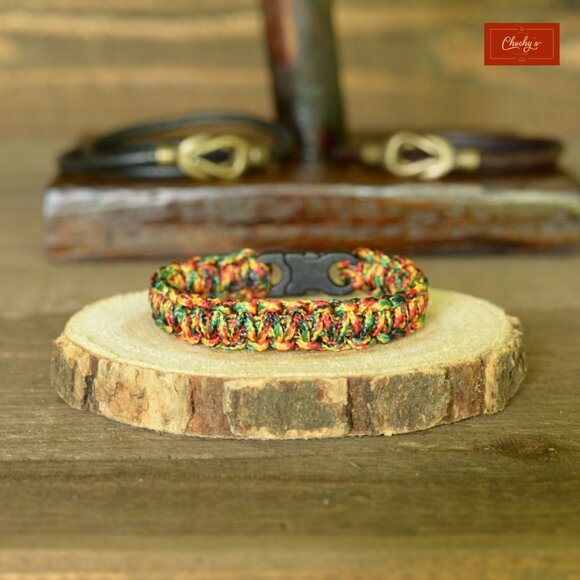 Paracord Survival Bracelet Side Release Buckle Multi Colors L 6.75"(ID209) - Picture 2 of 2